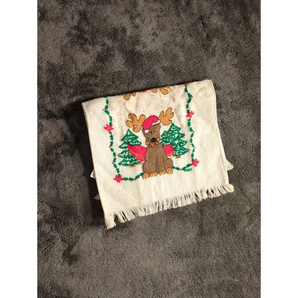 R.A. Briggs Christmas Holiday Guest Hand Towel Terry Raindeer